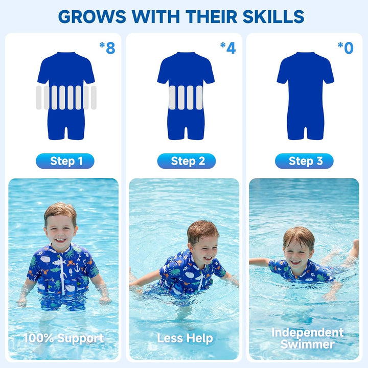 Badeanzug Baby Mädchen Jungen mit Floatation Kleinkind Schwimmtraining Hilfe Schwimmende Badeanzug E