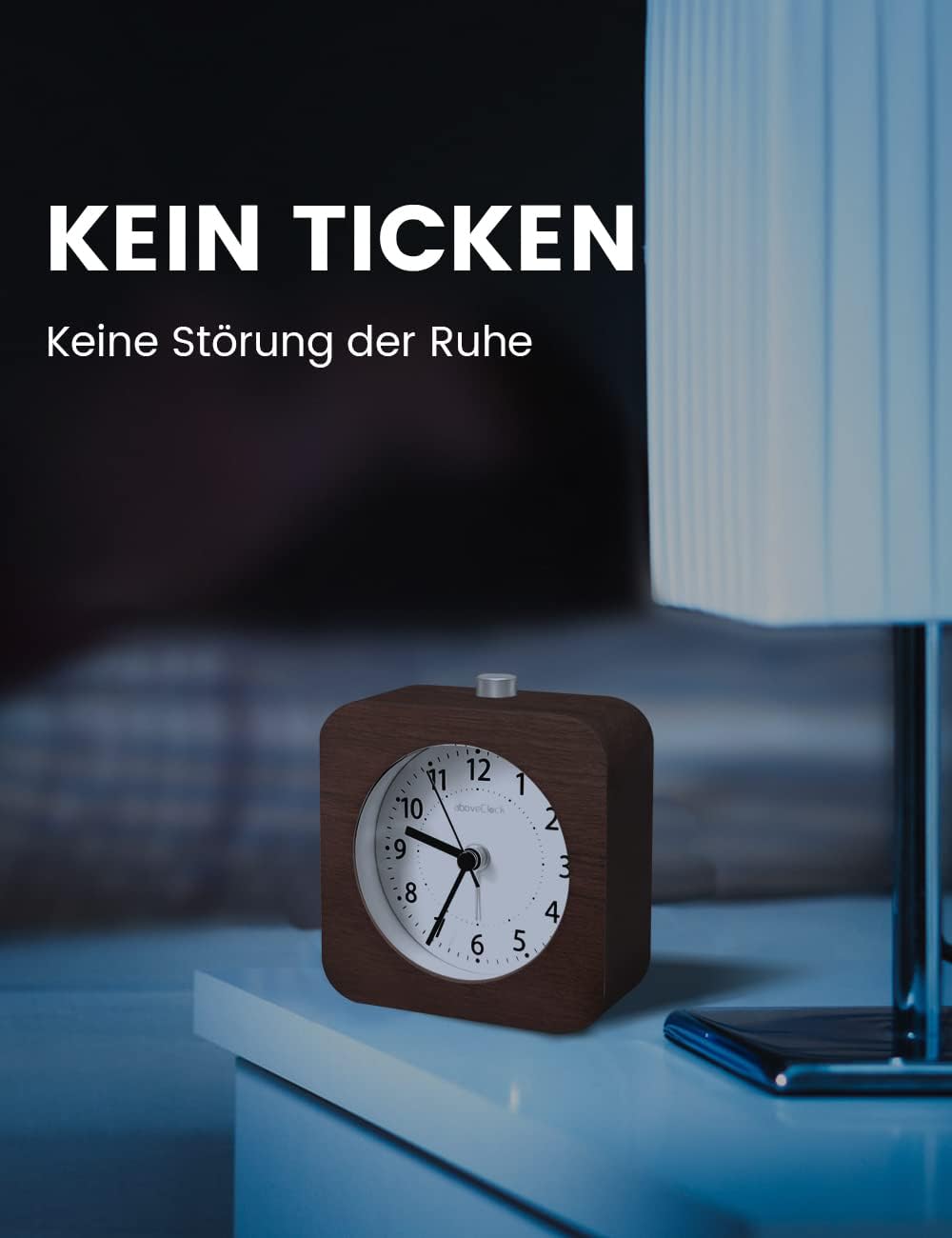 aboveClock Wecker Analog Ohne Ticken, Wecker Holz mit Snooze, Nachttisch Retro Wecker mit Nachtlicht