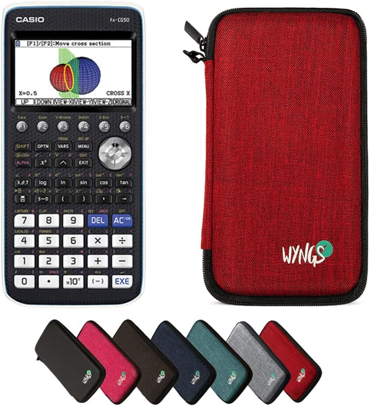 CALCUSO Sparpaket: Casio FX-CG 50 Grafikrechner + WYNGS Schutztasche rot + Erweiterte Garantie von C