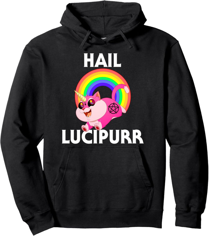 Hail Lucipurr, Satan Katze Einhorn Goth Evil 666 Lucifer Pullover Hoodie
