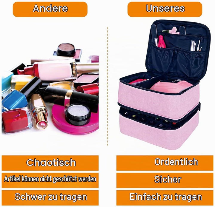 Nagellack Aufbewahrung Tasche Doppelschicht Nagellack Organizer Lagerung 30 Flaschen (15 ml / 0,5 FL