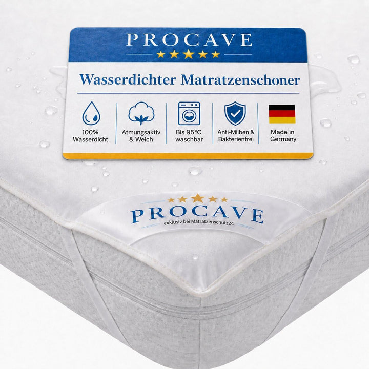 PROCAVE® Matratzenschoner 70x200 cm wasserdicht | Atmungsaktiver Matratzentopper mit Nässeschutz | I