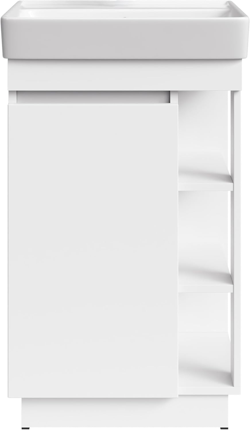 Planetmöbel Nyx Badmöbel Waschtisch mit Unterschrank 50 x 85,9 x 42 cm weiss, Badezimmermöbel für Gä
