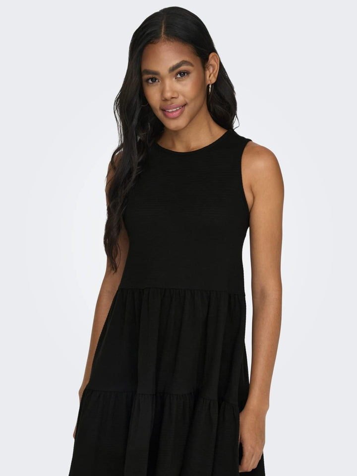ONLY Female Kleid Normal geschnitten Rundhals Langes Kleid XXL Schwarz, XXL Schwarz