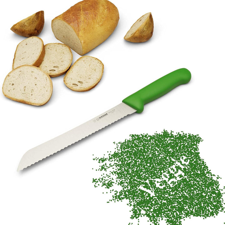 Giesser seit 1776 - Made in Germany - Brotmesser 21 cm Veggie, grün, nachhaltiger Griff, rutschfest,