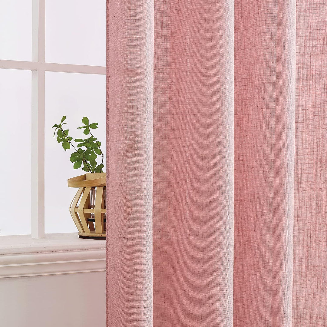 MIULEE Gardinen Vorhänge mit ösen Voile Vorhang Modern Leinenoptik Halbtransparent für Wohnzimmer Kü
