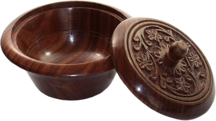 Budawi® - Holz Dose Palisander mit Deckel ca. Ø 10 cm mit Intarsien, Handgearbeitet Schmuck Dose