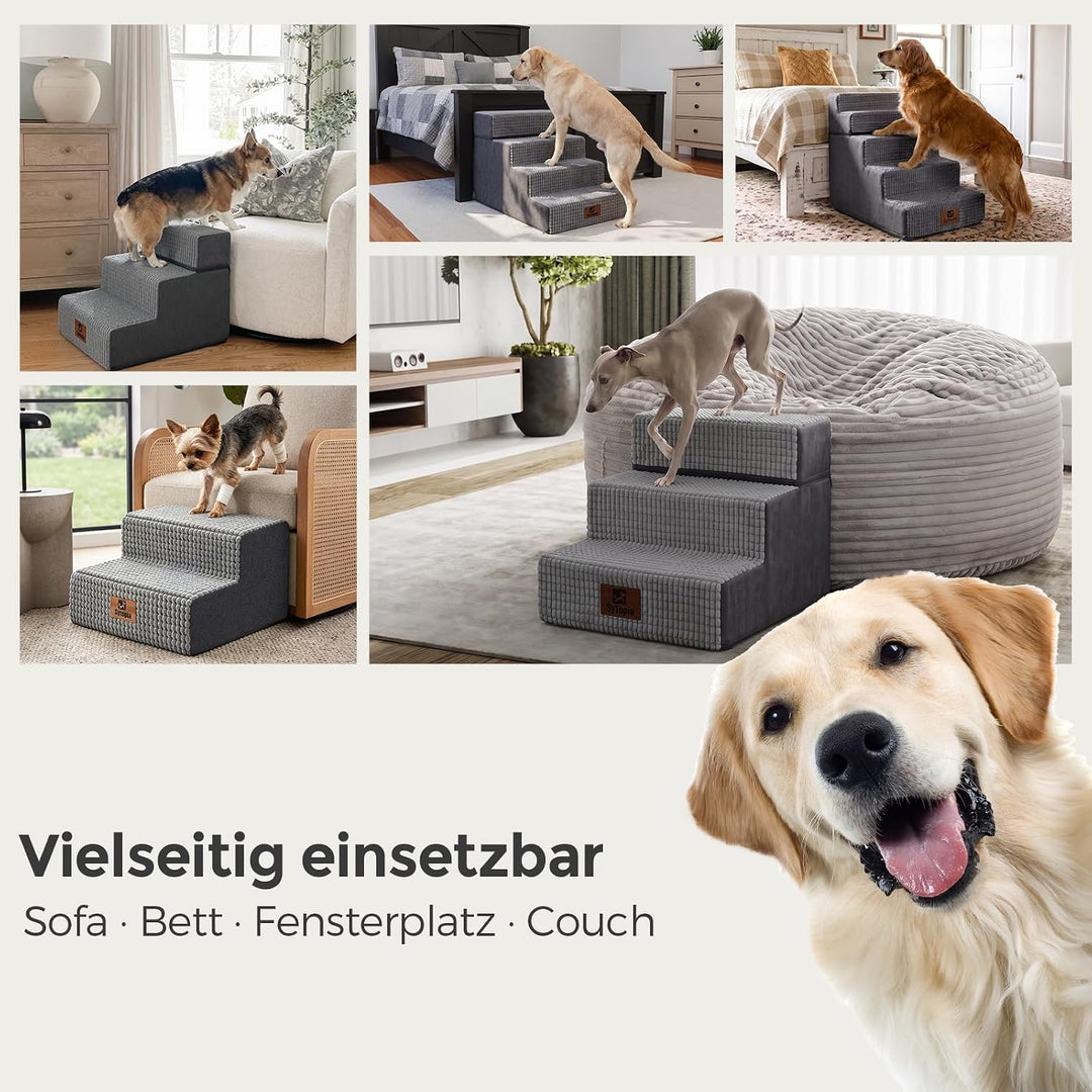 Sytopia Hundetreppe 40 cm hoch 3 Stufen, Hundetreppe für Bett und Sofa für Kleine Hunde, Haustiertre