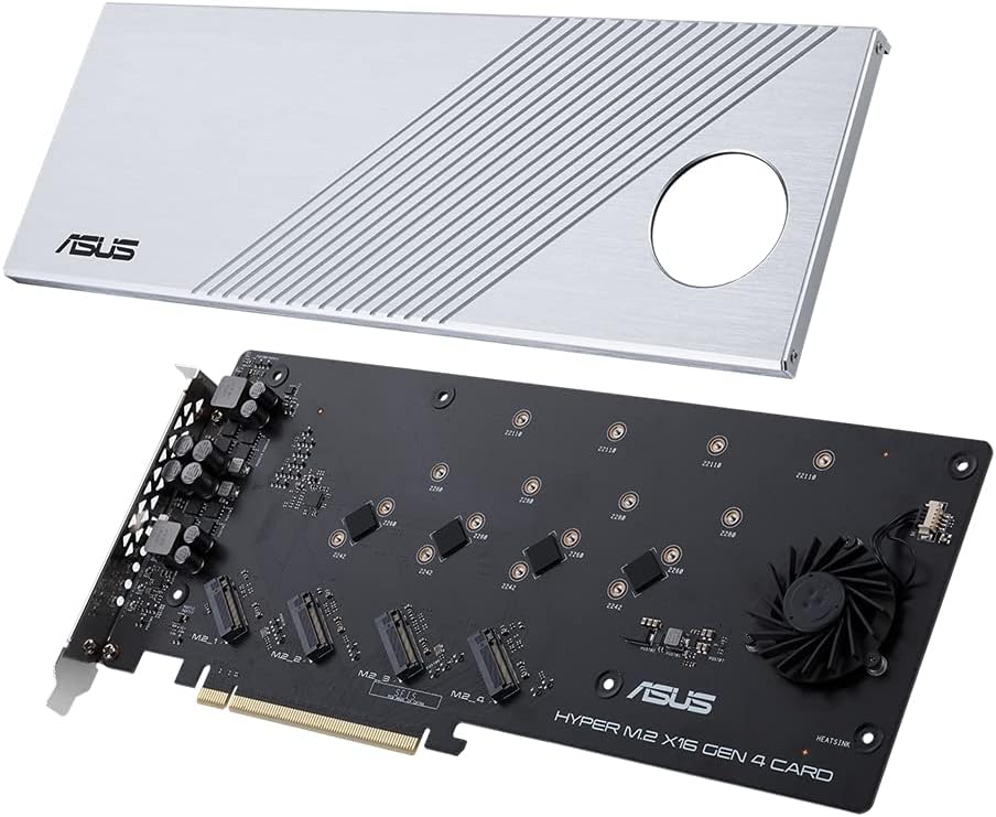 ASUS Hyper M.2 x16 Gen 4 (PCIe 4.0/3.0) unterstützt 4X NVMe M.2 Geräte (2242/2260/2280/22110) bis zu