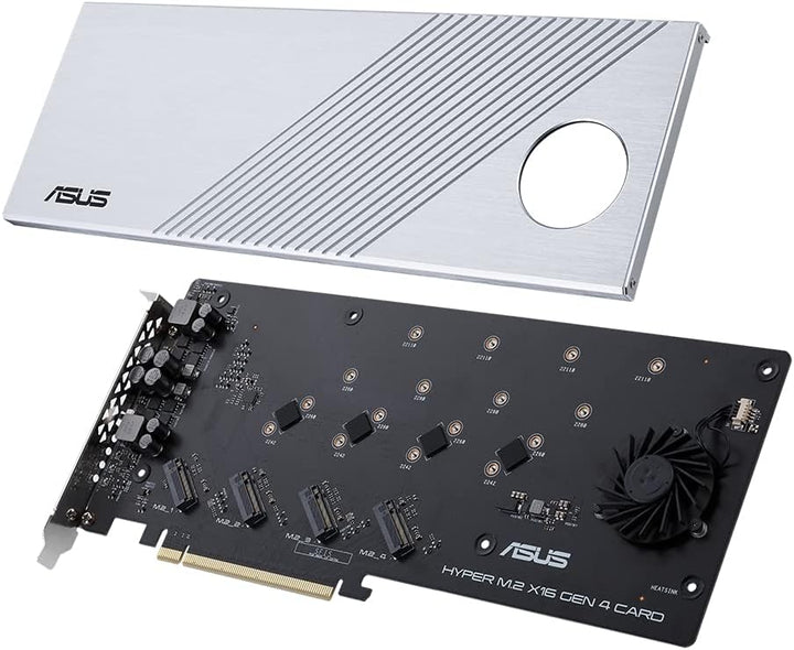 ASUS Hyper M.2 x16 Gen 4 (PCIe 4.0/3.0) unterstützt 4X NVMe M.2 Geräte (2242/2260/2280/22110) bis zu