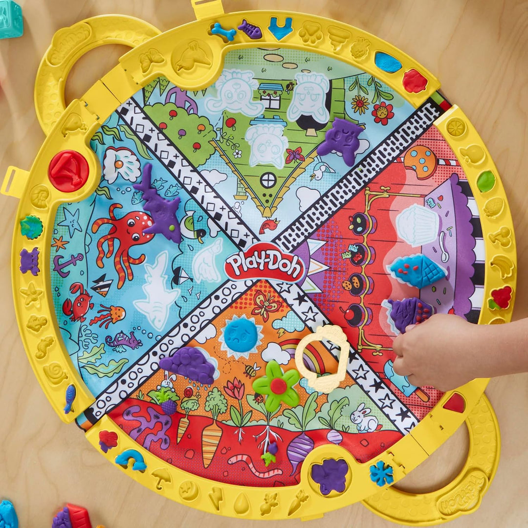 Play-Doh Knetmatte für unterwegs Knetunterlage Starters Spielset, Blau, Grün, Rot, Violett