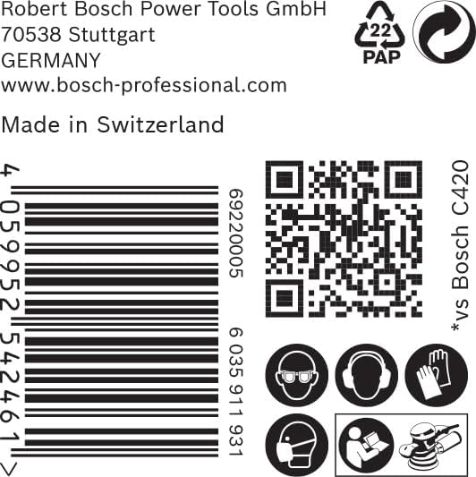 Bosch Accessories 50x Schleifpapier Expert C470 mit 8 Löchern (für Hartholz, Farbe auf Holz, Ø 125 m