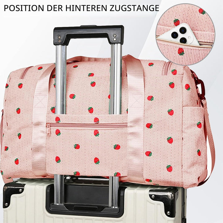 Reisetasche Damen, Sporttasche Damen mit Schuhfach, Nassfach and Kleine Geldbörse, Cord Schwimmtasch