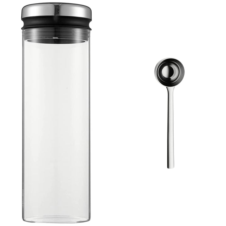 WMF Depot Vorratsdose Glas 1,5l, Höhe 28,5 cm, Vorratsglas mit Deckel & Kaffeemasslöffel 7-teilig Nu