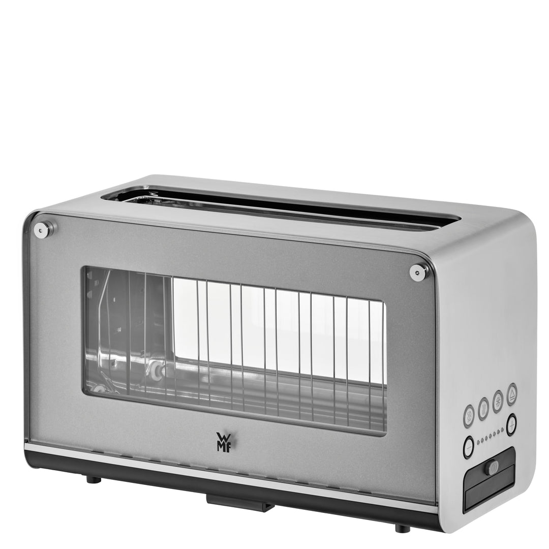 WMF Lono Toaster Glas mit Brötchenaufsatz, 2 Scheiben, XXL, motorisierte Toastaufnahme, Aufwärm-Funk