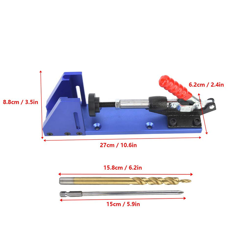 Holzbearbeitungswerkzeug Taschenlochlehre, blau 9,5 mm (Ø) Taschenlochbohrführungsset, mit Kippklemm