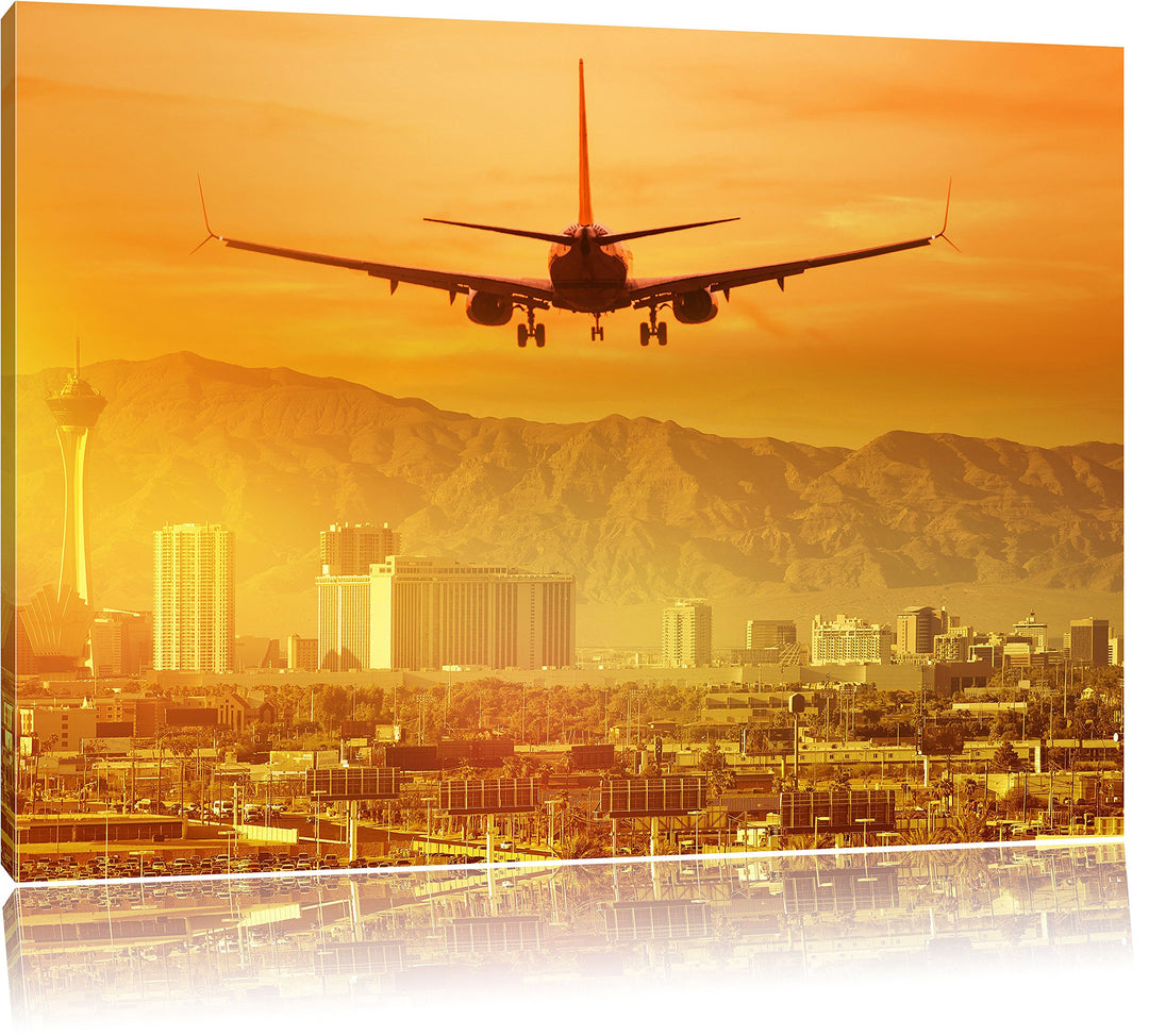 Pixxprint Urlaubsreise nach Las Vegas als Leinwandbild/Grösse: 100x70 cm/Wandbild/Kunstdruck/fertig