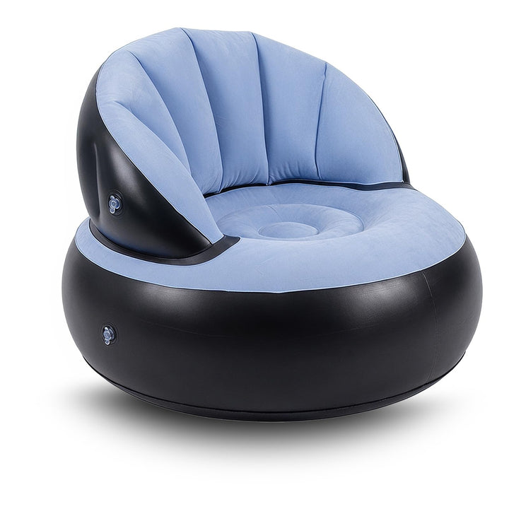 Aufblasbarer Sessel Sofa mit Flockoberfläche，Aufblasbares Sofa Rundes Luftsofa inkl Fusspumpe Wasser