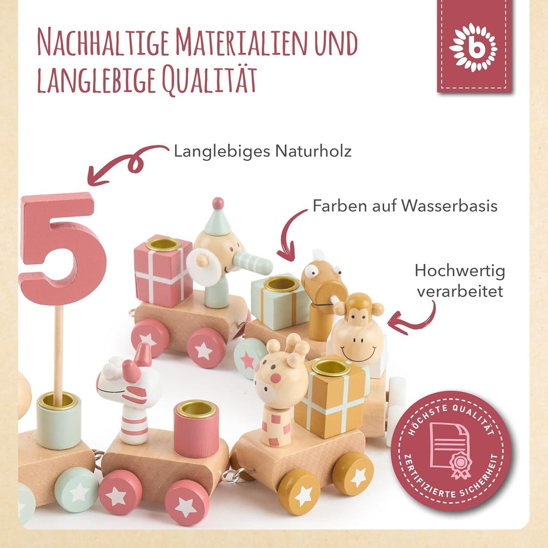 Bieco Geburtstagszug Holz - Berry Look 0-99 Jahre - Junge - Mädchen 1 geburtstag Geburtstagsring Geb