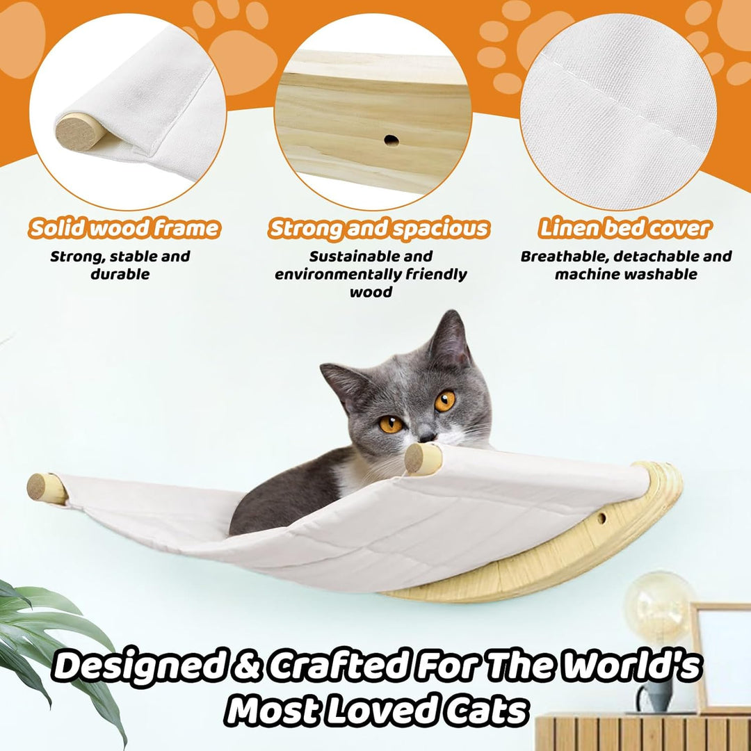 Katzen Kletterwand Set,Kletterwand Katzen XL Extra Stabil und Gross,Katzenhängematte & 2 Katzenleite