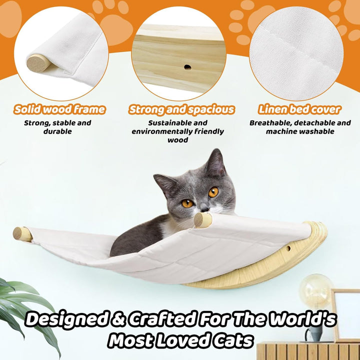 Katzen Kletterwand Set,Kletterwand Katzen XL Extra Stabil und Gross,Katzenhängematte & 2 Katzenleite