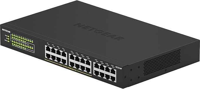 NETGEAR GS324P 24 Port Gigabit Ethernet LAN PoE Switch (mit 16x PoE+ 190W, Plug-and-Play Netzwerk Sw