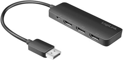 LogiLink 4K DisplayPort zu HDMI Splitter, 1x DP zu 3x HDMI, DisplayPort Signal auf 3 HDMI Geräte gle