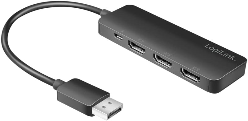 LogiLink 4K DisplayPort zu HDMI Splitter, 1x DP zu 3x HDMI, DisplayPort Signal auf 3 HDMI Geräte gle