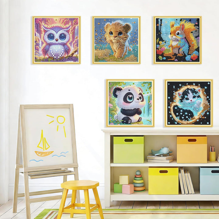 Yunruily 6er Set Diamond Painting Kinder - Karikatur Tiere Diamant Painting Kinder,Diamond Painting