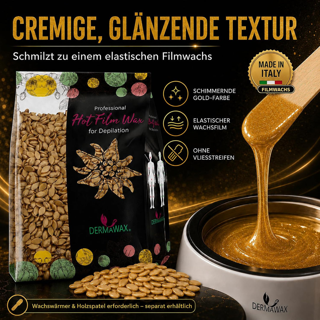 Dermawax 1 kg Gold Waxing Perlen- Professionelle Heisswachs Wachsperlen zur Haarentfernung- Anwendun