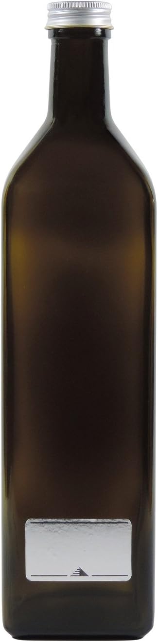 mikken 2x grün-braune Glasflasche 1000ml, Ölflasche inkl. 2 Beschriftungsetiketten Braun 1000 ml, Br