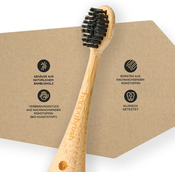 happybrush® Nachhaltige Aufsteckbürsten aus Bambus für elektrische Schall-Zahnbürste Eco VIBE 3 - Se