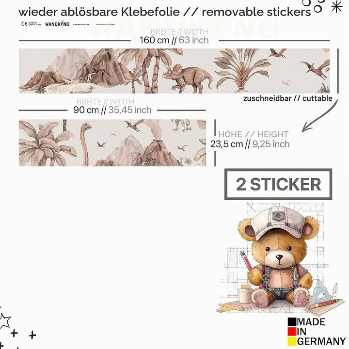 WANDKIND Aufkleber für IKEA KURA Kinderbett Hochbett Klebefolie Möbelfolie Sticker Kinderzimmer Dino