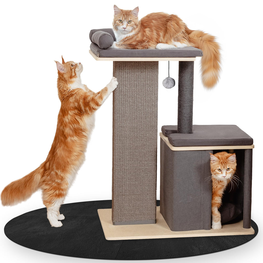 Premium Kratzbaum, für grosse Katzen, stabil, extra Dicker Stamm, Katzenbaum Holz, grosse Liegefläch