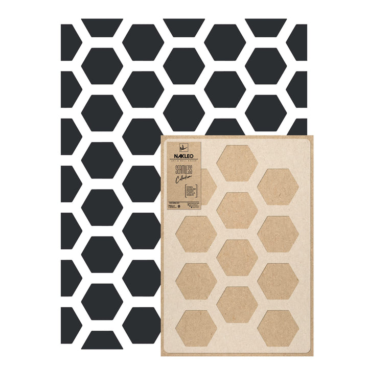 NAKLEO Wiederverwendbare Kunststoff-Schablonen - 59x95cm - Bienenwabe Hexagon Geometrisch - Grosse W