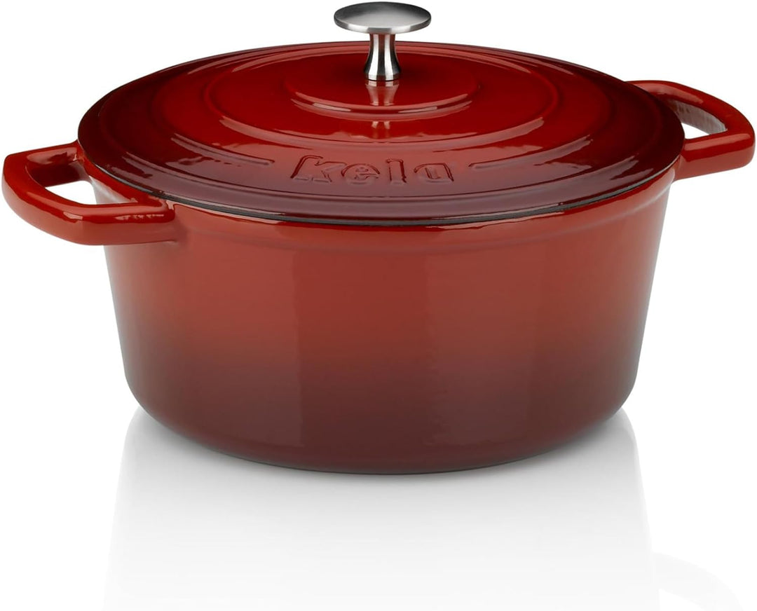 Kela Bräter Calido Gusseisen Rund 11,5cm 24cmØ 4l, Rot (4 l), 24