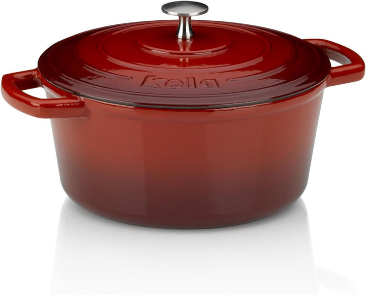 Kela Bräter Calido Gusseisen Rund 11,5cm 24cmØ 4l, Rot (4 l), 24