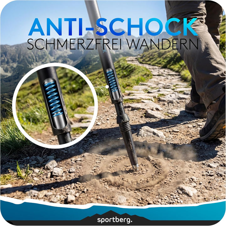 Wanderstöcke faltbar Carbon/Aluminium – leichte Teleskop Walking Stöcke mit Korkgriff, höhenverstell