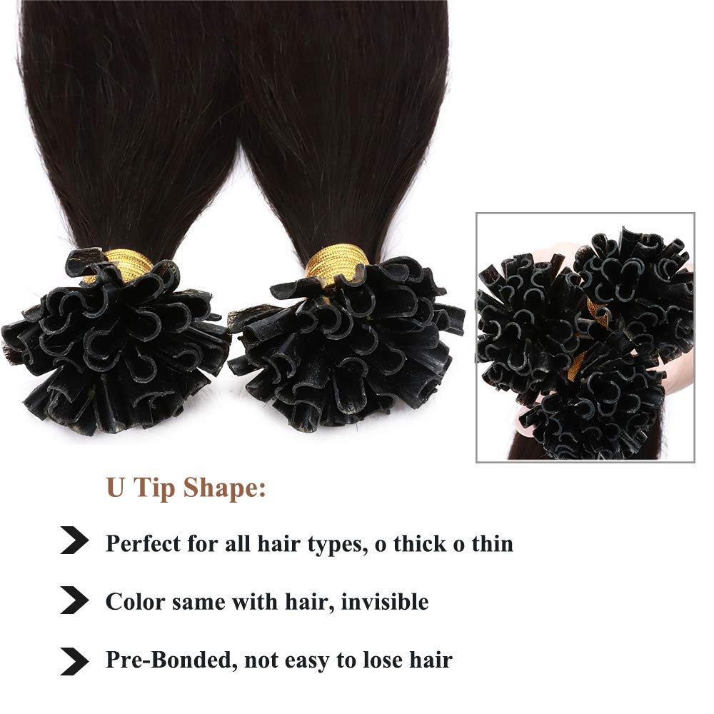 SEGO Extensions Echthaar Bondings Keratin U-Tip Remy Human Hair Haarverlängerung 50 Strähnen Natursc