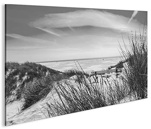 islandburner Bild Bilder auf Leinwand Nordseestrand Schwarz/Weiss Dünen 1p XXL Poster Leinwandbild W