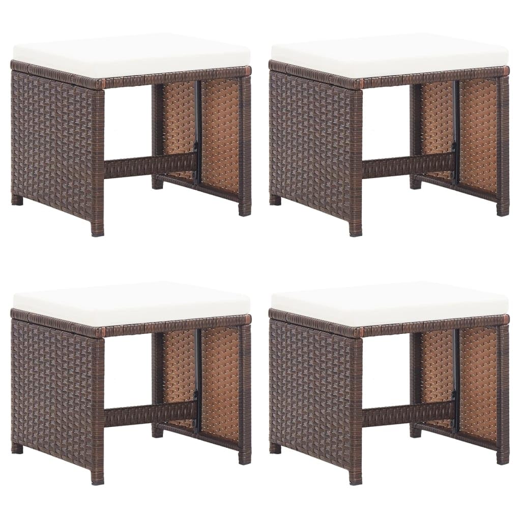 vidaXL 4X Gartenhocker mit Kissen Sitzhocker Fusshocker Fussstütze Fussbank Ottomane Fussablage Gart