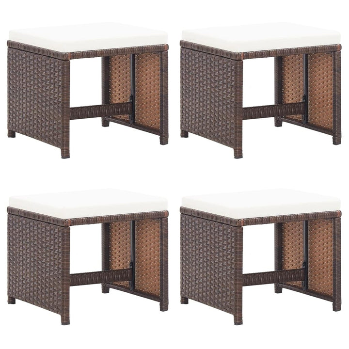 vidaXL 4X Gartenhocker mit Kissen Sitzhocker Fusshocker Fussstütze Fussbank Ottomane Fussablage Gart