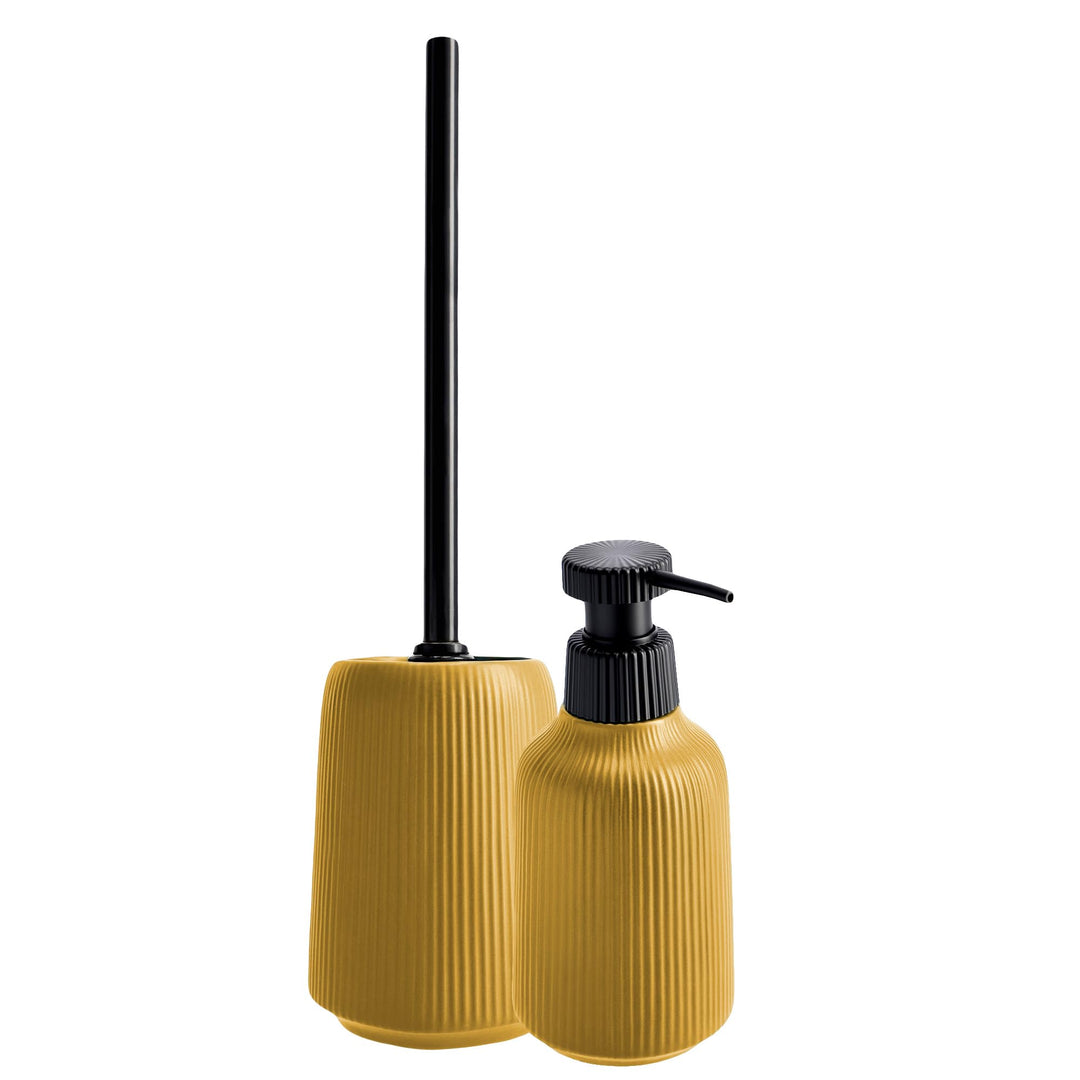 KADAX Badezimmer Zubehör Set, Modernes Badzubehör, Badaccessoires aus Keramik, Bad Accessoires (Gelb