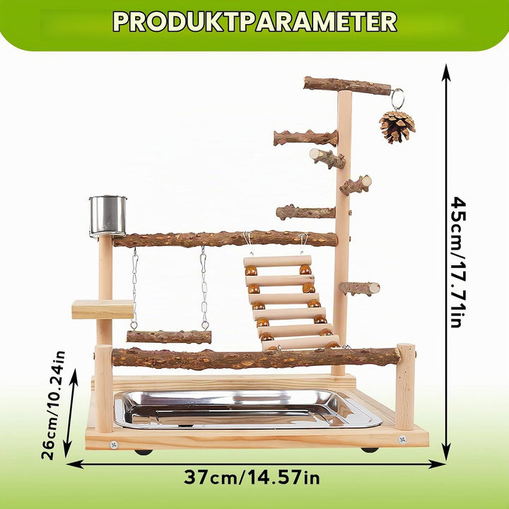 Vögel Spielplatz,Vogelspielplatz Mit Feeder Cups und Tablett,Papageien-Spielständer,Sitzstange Gym S