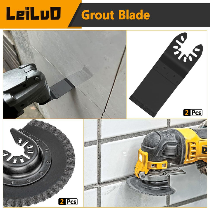 LEILUO 4 Pcs Hartmetall Multitool Sägeblätter Set zur Fugenentfernung Universal Oszillierendes Werkz