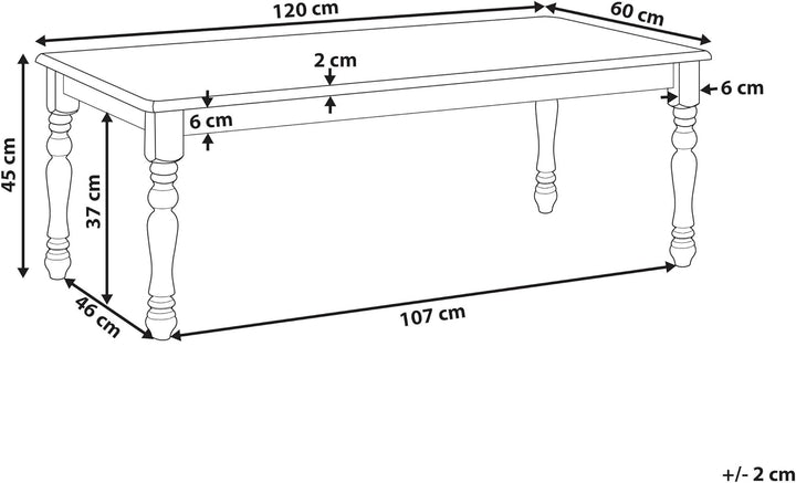 Couchtisch weiss rechteckig 60x120 cm gedrechselte Holzbeine Landhaus Stil Kokomo