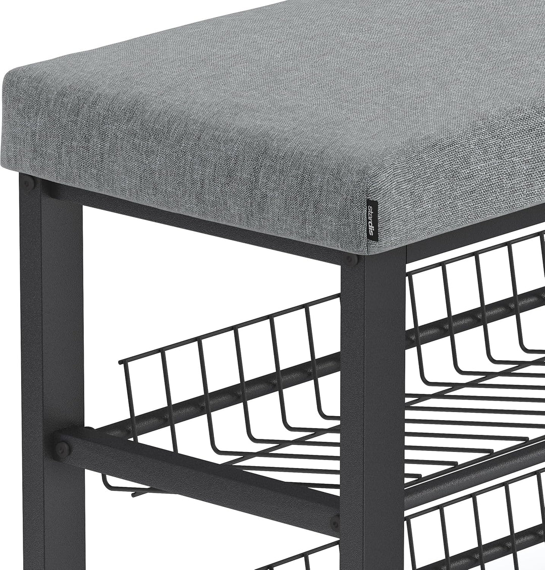 stabiles Schuhregal mit Sitzbank platzsparende Schuhbank 2 Gitterablagen 81x50x32 cm, formschöner Sc