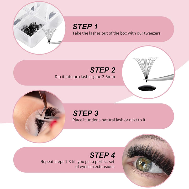 FADLASH 2024 Version Wimpern Extension Vorgefertigte Fächer Premade Professionell Mixed 600pcs 20D 1