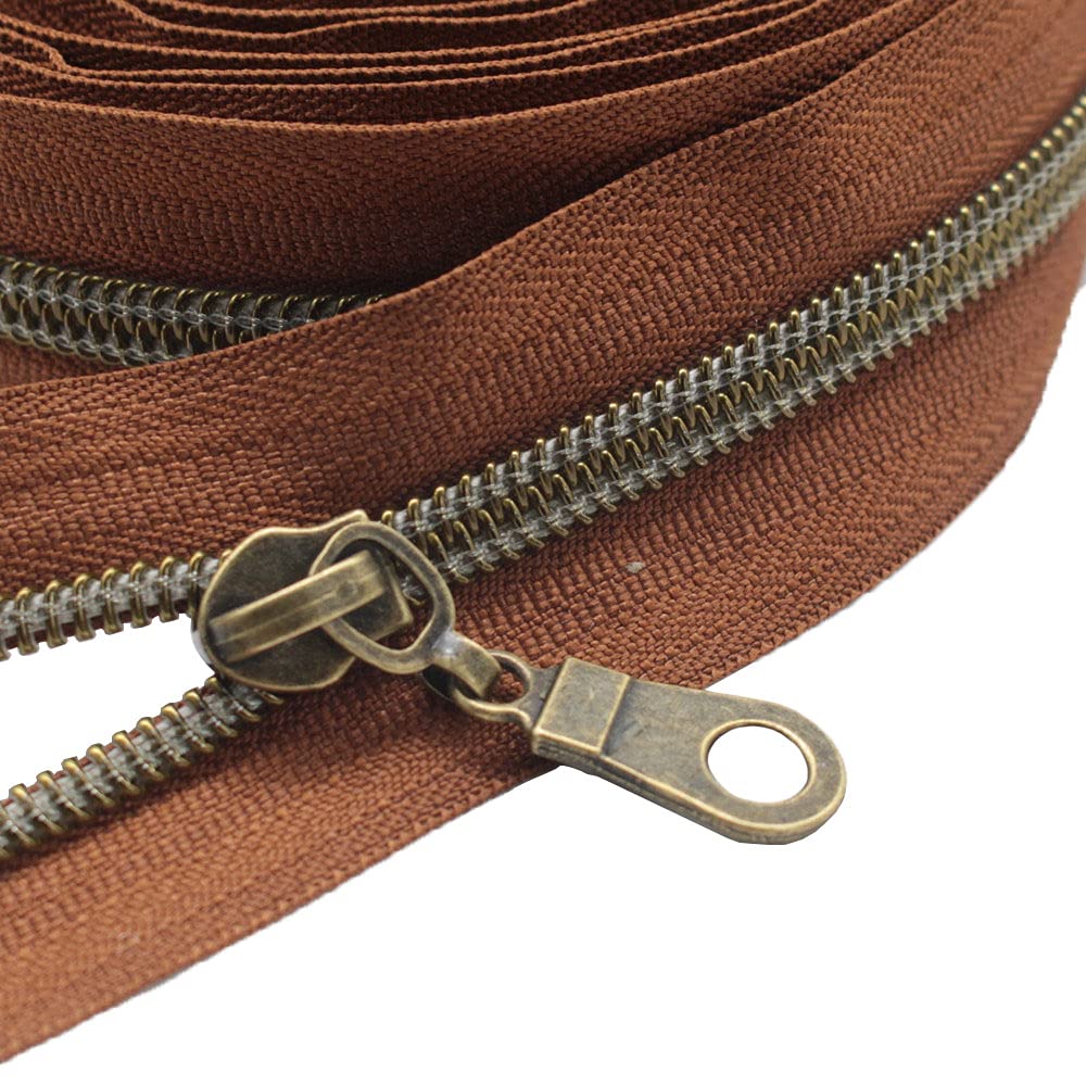 MebuZip 9 m bronzefarbene endlos Reissverschluss Meterware Reissverschluss Nylon 6mm-Spirale + 25 No