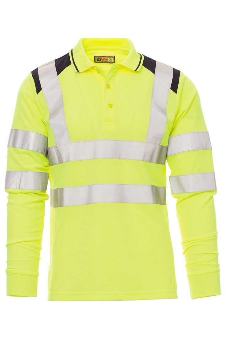 Herren Warnschutz Langarmshirt Poloshirt, Hohe Sichtbarkeit Reflexstreifen EN ISO 20471 Klasse 2 4XL